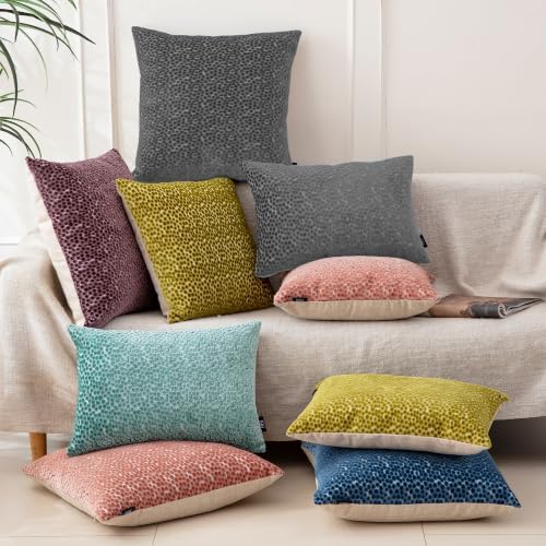 FIFU 22x22 Inch Throw Pillow Covers Set of 2, Jacquard Velvet, Dark Grey - Image 6