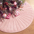 Foilswirl 60 Inch Dusty Pink Velvet Quilted Christmas Tree Skirt by Foilswirl