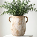 Ceramic Flower Vase with Handles, 7.9in Farmhouse Table Rustic Vases, Waterproof Pottery Clay, Flower Terracotta Vases for Home Decor, Living Room,Table, Handcrafted (Terracotta) by CUCUMI