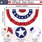 6 Pack 3x6 FT American Bunting Flag, USA Pleated Fan Flag Patriotic Half Fan Banner 4th of July Decorations Outdoor Memorial Day Decor Fourth July Independence Day Outside Red White and Blue Decor - Image 2