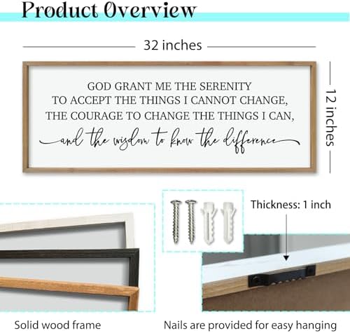 ZZJJHYWGQ Serenity Prayer, Bible Verse Wall Decor, 32''×12'', Wood - Image 2