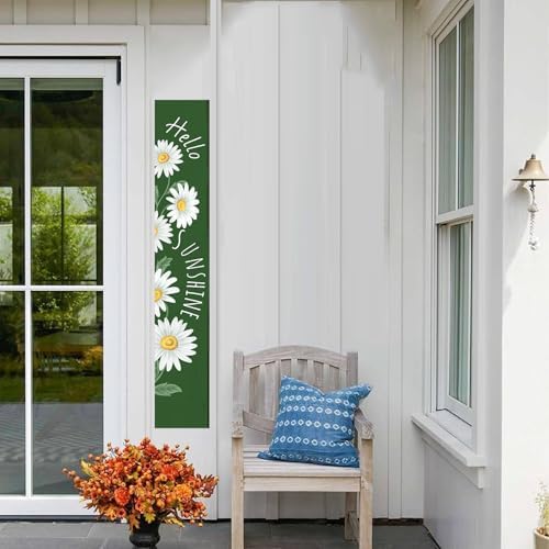 Hello Sunshine Welcome Sign for Front Door Outdoor Porch Sign Home Decor Porch Standing Welcome Yard Sign Wood Door Sign Tall Summer Welcome Garden Sign Seasonal Wall Decorations for Outside Patio - Image 5