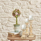 Homebia Design White Wash Pillar Candle Holder Set of 3 – 10, 8, 6 Inch - Image 5