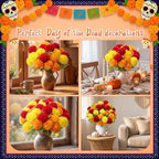 Tigeen 6 Pcs Day of the Dead Marigold Flowers, Colorful - Image 6