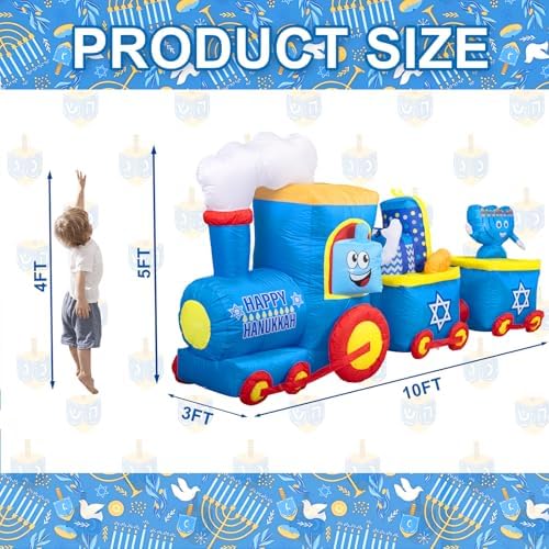 Nervure 10FT Hanukkah Train and Menorah Inflatables - Hanukkah Inflatable Yard Decoration - Blow up Inflatable with LED Lights for Home Garden Lawn Yard Outdoor Decor - Image 2