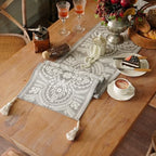 Table Runner Embroidered Boho Lace Dresser Scarf, Gray 14"x75" - Image 2