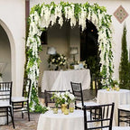 dallisten Wisteria Artificial Flowers Garland, 4Pcs 7.2Ft/Piece Silk Fake Wisteria Vine Kit, Hanging Flower for House Outdoor Garden Ceremony Outside Wedding Arch Floral Decor (4, White) - Image 3