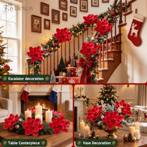 8PCS Large Christmas Magnolia Flowers for Christmas Tree Wreath - Image 4