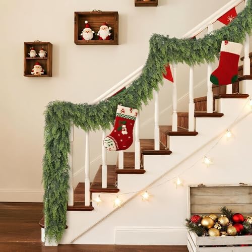 6FT 1Pcs Lifelike Touch Artificial Christmas Cedar Garland for Mantle Decor - Image 6