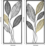 Metal Wall Decor Set of 2, Leaf Art Wall Hanging Home Decor with Frame, Tree of Life Accent Home Decor, Metal Wall Decoration Sculptures for Living Room, Office, Home, Hotel, Indoor, 14" W x 35" H - Image 3