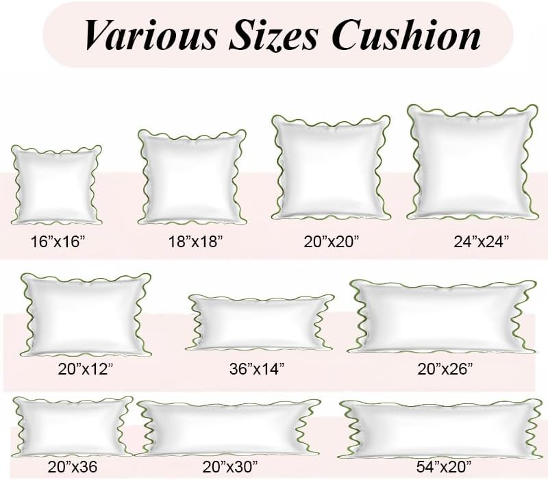 Ridhi White with Green Scalloped 100% Cotton Throw Pillow Covers 24x24 Inch - Image 6