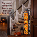 47" Halloween Porch Sign Lighted, Wooden Pumpkin Front Door Decor - Image 3
