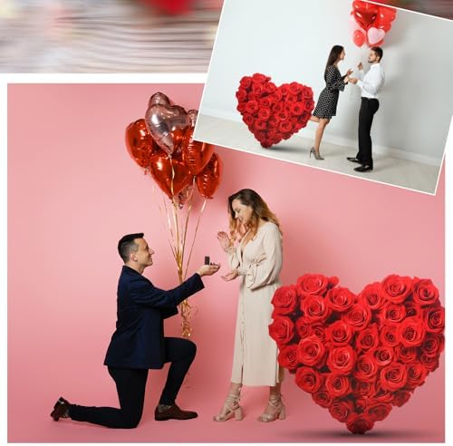Bucherry 3.8 ft Red Roses Heart Cardboard Cutout Stand-up Life Size Large Heart Decoration Backdrop Photo Prop Stand up for Anniversary Wedding Party Engagement Valentine's Day Decoration - Image 4