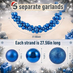 Silipull 5 Pcs 2.3 ft Large Christmas Ball Garland Ornaments, Blue - Image 2