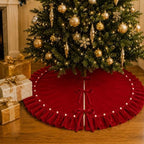 Red Velvet Christmas Tree Skirt with Ruffled Edge&Pearl,60" - Image 2