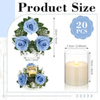 Yunlly 20 Pcs Rose Candle Rings with Candles Sets, Blue - Image 2