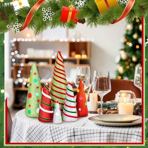 Marsui 6 Pcs Christmas Cone Trees Decorations, 11.8" 10" 6.8" 4.13" - Image 6