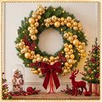 Silipull 5 Pcs 2.3 ft Large Christmas Ball Garland Ornaments, Gold - Image 7