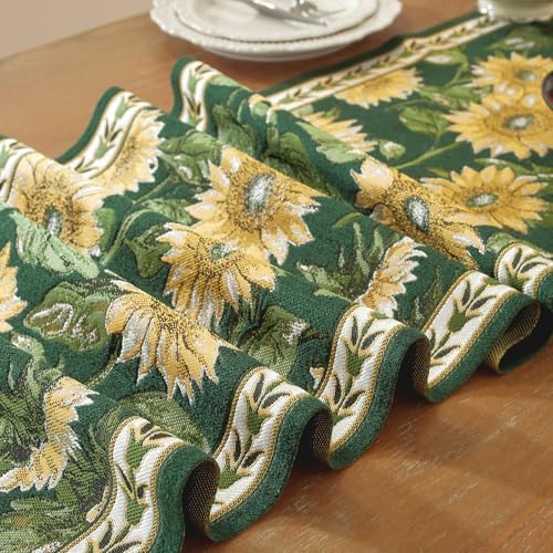 Vintage Luxury Tassel Table Runner - Elegant Embroidered Dining Table Decor, Perfect for Kitchen & Holiday Celebrations, Retro Tassel Tablecloth Style (Sunflower, 13.7"x71") - Image 4