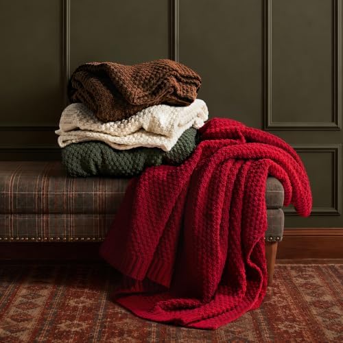 EVERGRACEHOME Chunky Chenille Knit Throw Blanket, 60 x 80, Pine Green - Image 6