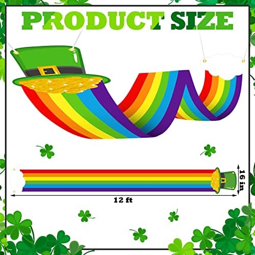 St. Patrick's Day Rainbow Ceiling Decoration Pot of Gold Decoration Leprechaun Hat Ceiling Decor Hanging Rainbow Cloud Ceiling Decoration with Gold Coins Garland Leprechaun Party Supplies 12 ft Long - Image 4