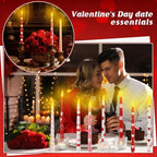 Lounsweer 8 Pcs Valentines Day Flameless Taper Candles 10 Inch LED Valentines Day Flameless Candle Pink Red and White Heart Battery Operated Long Unscented Candlesticks for Anniversary Party Table - Image 2
