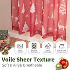 Christmas Sheer Curtains for Living Room, Xmas Print Pattern Sheer Curtain, Holiday Rod Pocket Window Drapes Decorations for Bedroom and Home Decor, 2 Panels Red 52W x 84L - Image 7