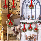 Hoteam 4 Pcs 9 Inch Mini Christmas Wreaths for Cabinets Small Xmas Wreath - Image 6