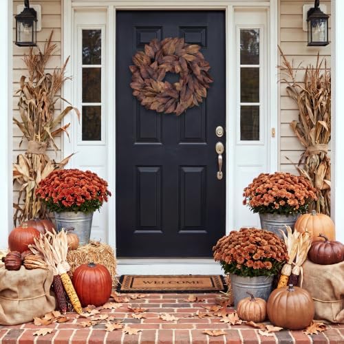 Briful 22-Inch Artificial Magnolia Leaf Wreath Fall Decor - Image 6