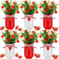 Lyrow 6 Pack Strawberry Mason Jar Table Centerpiece Faux Strawberry Christmas Mason Jar Winter Centerpiece for Table Farmhouse Decoration for Xmas Home Tiered Kitchen Tray Decoration by Lyrow