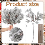 Wavwavw 6 Pcs Flocked Christmas Artificial Cedar Pine Branches, 25.5 Inch - Image 3