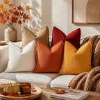 decorUhome Fall Corduroy Rust Throw Pillow Covers 24x24 Set of 2 - Image 4