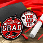 Gatherfun Graduation Party Supplies Dinnerware Set red Disposable dinner paper plates dessert paper plates and Napkins for Congrats Grad Party Decorations, Serve 50 - Image 4