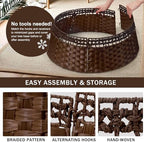 26in Christmas Tree Collar, Natural Woven Rustic & Farmhouse Holiday Decoration, 5-Piece Rattan Tree Skirt Ring Accessory for Xmas Artificial Trees(Brown) - Image 4