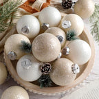 12 Pcs Neutral Textured Sugar Christmas Ornaments 3.15'' Cream Beige White by WinnerWhy