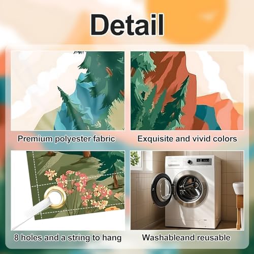 6x13 FT Mountain Sunrise Garage Door Banner - Forest River Landscape Art Backdrop, Large Indoor Outdoor Garage Door Cover, Nature Theme Decoration for Home, Yard, Cabin, Camping Party - Image 3