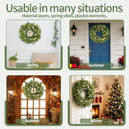 Green Wreath with Berries&Boxwood, Eucalyptus Wreaths for Front Door Artificial Spring Summer Christmas Door Wreath Front Door Wreath Farmhouse Decor for Wall Porch Window(24inch) - Image 6