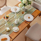 3Pcs Floral Cheesecloth Table Runner, Sage Green Table Runner 10Ft - Image 4