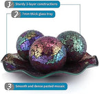 MDLUU Centerpiece Bowl and Balls Set, Mosaic Tray with 3 Pieces Spheres, 12" Decorative Plate with 4" Mosaic Orbs for Home Decor, Gift (Multicolored Purple) - Image 4
