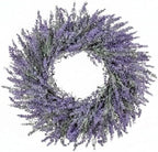20 Inch Purple Lavender Wreath for Front Door – Artificial PVC Spring Summer Fall Winter Wreath – Farmhouse Wall Decor – Indoor Outdoor Use – Lifelike Lavender & Eucalyptus by FairyLee