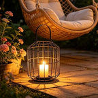 Black Metal Cage Candle Lantern, 10.6" Hanging Pillar Candle Holder, Rustic Farmhouse Lantern Decor for Indoor Outdoor, Vintage Lantern with Handle for Home Wedding Patio Christmas - Image 2