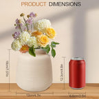 Ceramic Vase Set of 2 Ribbed Matte Rustic Farmhouse Decor - Image 2