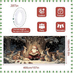 Santa Reading with Woodland Animals Garage Door Banner 6x13FT, Cozy Forest Winter Backdrop, Outdoor Holiday Banner, Garage door Mural for Xmas Party Home Decor - Image 4