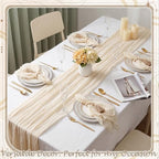 Cheesecloth Napkins with Wooden Bead Napkin Rings Set, 12 Gauze Cloth 20x20 Inch Dinner Napkins and 12 Boho Wood Bead Napkin Ring Holders for Wedding, Baby Shower, Bridal Shower(Beige) - Image 5