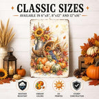 Decorative Tin Sign Watercolor Metal Tin Sign Autumn Cornucopia Pumpkins Fruit Sunflowers Harvest Wall Decor for Dining Room Kitchen Living Room 6×8 Inches with Metal Frame - Image 2