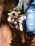 FiveSeasonStuff Rosy Pale Pink Artificial Peony Bouquet Set of 2 - Image 3