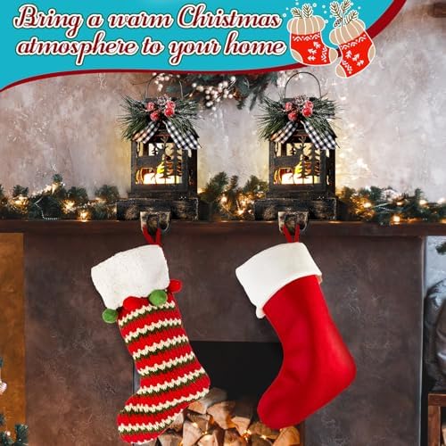 Therwen 2 Pcs Christmas Stocking Holders Lantern, LED, Elk, Bronze - Image 3