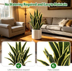 Fake Snake Plant 22" Tall, Realistic Touch Leaves, Potted Artificial Plants Indoor for Home Decor Small Office Home Living Room-Yellow - Image 4