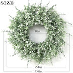 26" Large Artificial Eucalyptus Wreath for Front Door Decor (White-Green) - Image 5