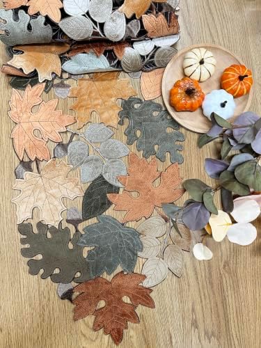 KEVA Fall Table Runner 120inches Long, Autumn Maple Leaves Velvet Table Runner 14x120 inch for Thanksgiving Kitchen Table Decoration, Harvest Embroidered Table Decoration - Image 6